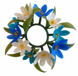 1 st Retro ljusmanschett i plast, vitippor och blåsippor