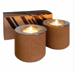 BERNADOTTE & KYLBERG Ljusstakar ,2 st, kork och stål. Oanvända.