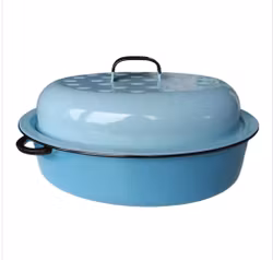 Kockums 4 liter gjutjärnsgryta med emaljlock, ljusblå, vintage