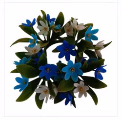 Större ljusmanschett i plast vitsippor och blåsippor retro plast