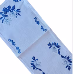 Löpare med broderade blå blommor korsstygn 95x26 cm