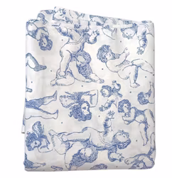 Bomulls tyg med blå änglar 3 meter 150 cm brett