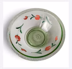 Skål i "uran glas" med handmålade blommor