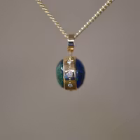 Guldhänge med diamanter och malakit+lapis lazuli