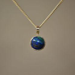 Guldhänge med diamanter och malakit+lapis lazuli