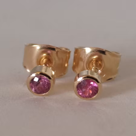 Guldörhängen/stift med rubiner