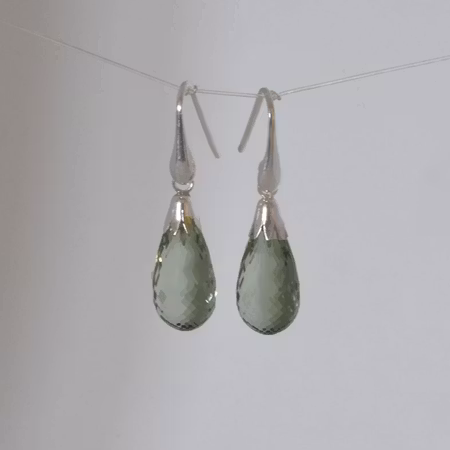 Silverörhängen med briolette ametriner