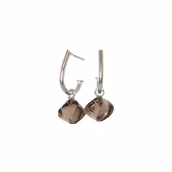 Silverörhängen med rök kvarts