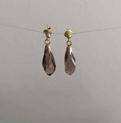 Silverörhängen med rök kvarts