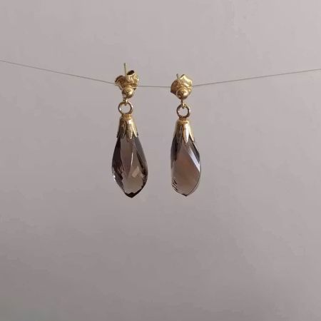 Silverörhängen med rök kvarts