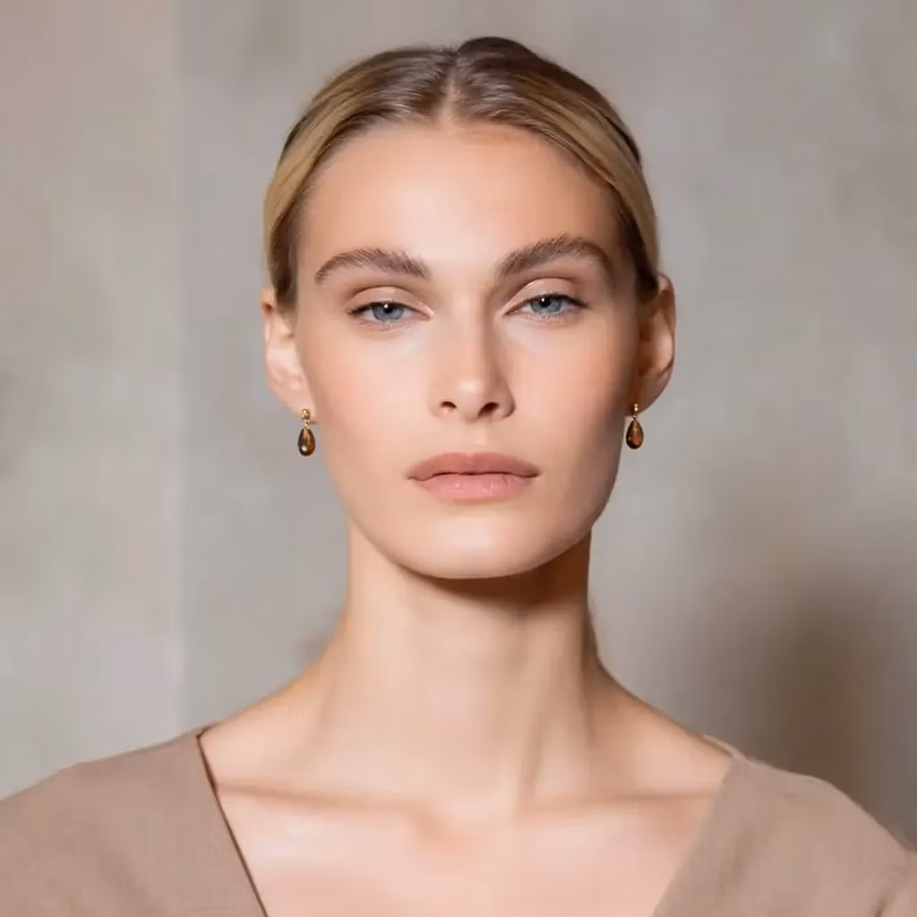 Silverörhängen med rök kvarts