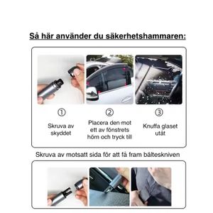 Nödhammare med fönsterkross och bälteskniv