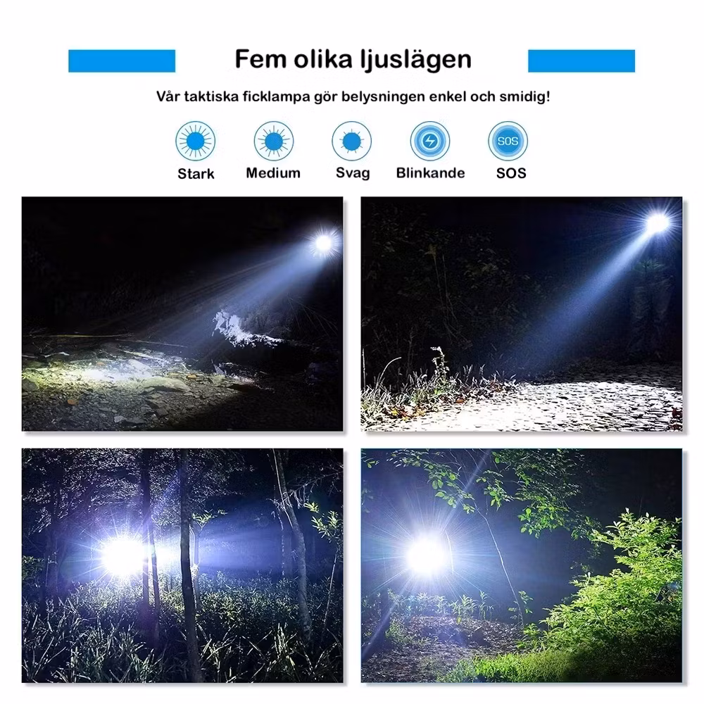 LED-ficklampa med zoom
