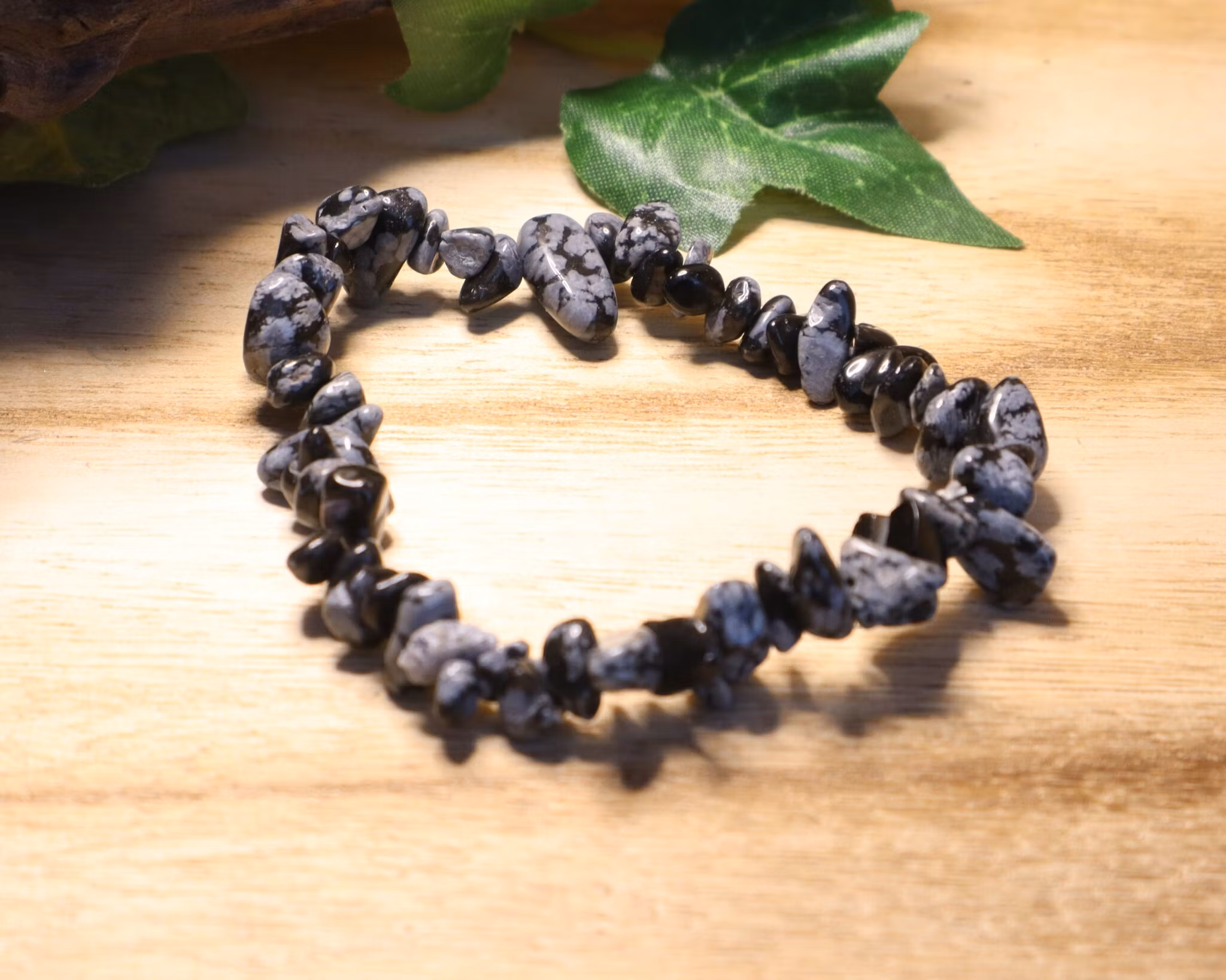 Snöflingeobsidian Chips-armband