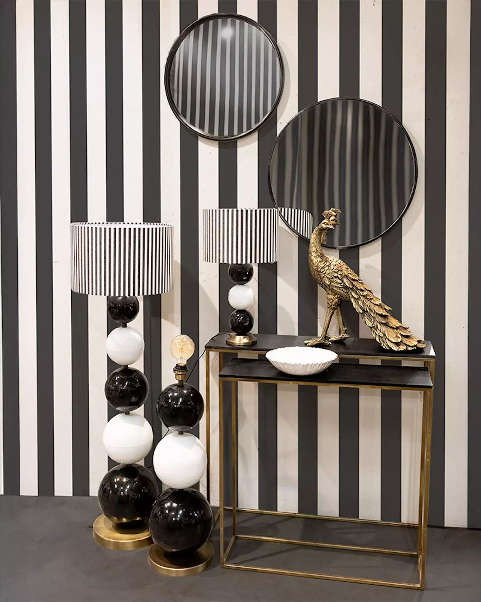 Lampfot Multi Stone Liten Svart/Vit