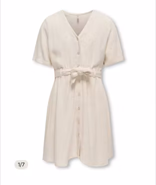 KOGSIESTA S/S LINEN BLEND BELT DRESS