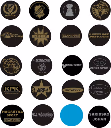 Puckar Classic. Tryck på båda sidor i guld eller silver 100-PACK