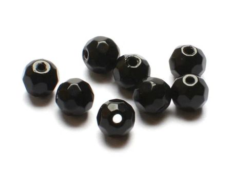 Glass Beads Faceted Black Darts