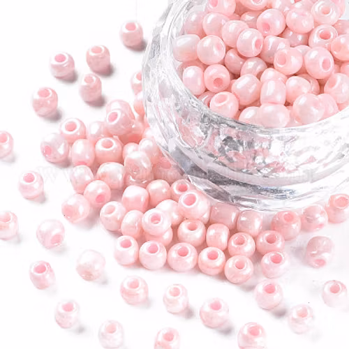 Seed bead rosa 4mm ojämna 25gram