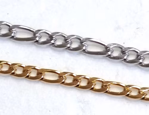 Figaro kedja rostfritt stål. 6x4mm & 9-13x6mm (PVD pläterad)
