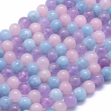 3 sorters sten Ametist, Akvamarin och Rosenkvart 6mm