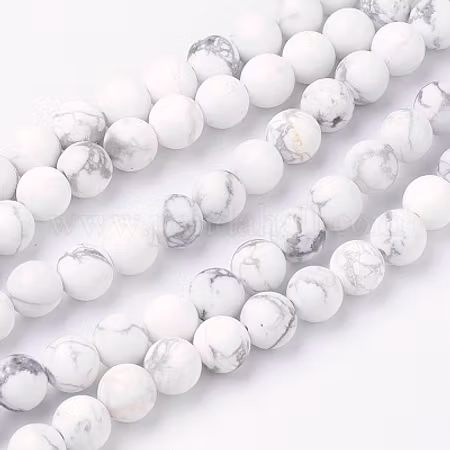 Äkta Howlite 6mm frostad 1 sträng (ca 63st)