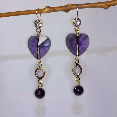 Ametist örhänge med hjärta ✨️