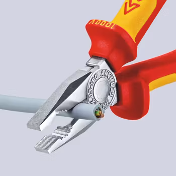 KNIPEX Kombinationstång Isolerat med flerkomponentsöverdrag, VDE-testat förkromad 180 mm skär med fa
