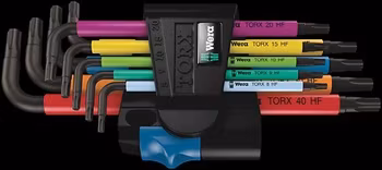 WERA 967 SL/9 TORX HF Multicolour L-key set with holding function, BlackLaser 967 SL TORX® HF 1 x TX