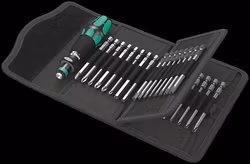 WERA Kraftform Kompakt 62 Pouch with 89 mm bits 816 R 1 x 1/4"x119;857/4 Z Spanner 1 x 4x89; 1 x 6x8