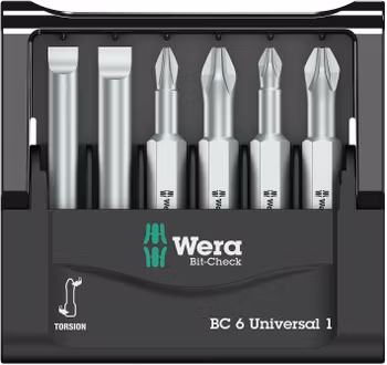 WERA Bit-Check 6 Universal 1 SB Bits for slotted/PH/PZ screws 851/4 TZ PH 1 x PH 1x50; 1 x PH 2x50;8