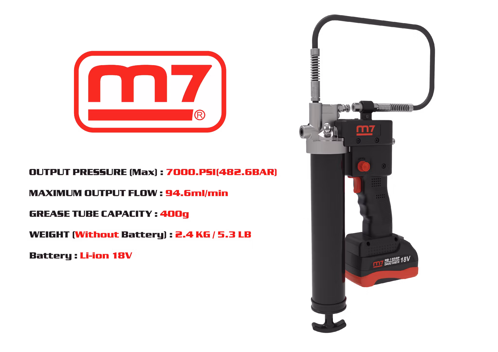 m7 Fettspruta 18V exkl. batteri & laddare