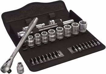 WERA 8100 SB 7 Zyklop Metal Ratchet Set with push-through square 3/8" drive, metric 8003 B 1 x 3/8"x