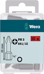 WERA 851/1 Z PH 1 x 25 mm DIY-Box Bits for Phillips screws DIY-Box 851/1 Z PH 10 x PH 1x25;