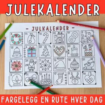 Julekalender -fargelegg en rute hver dag