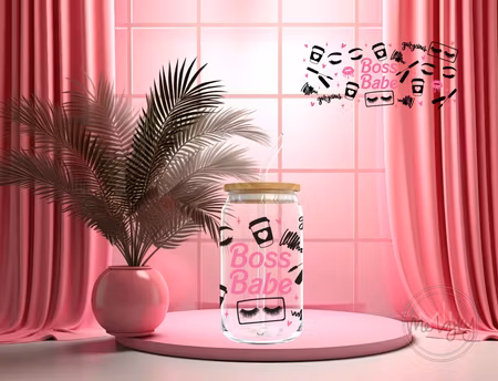 Glasflaska med Bambulock (Boss babe)