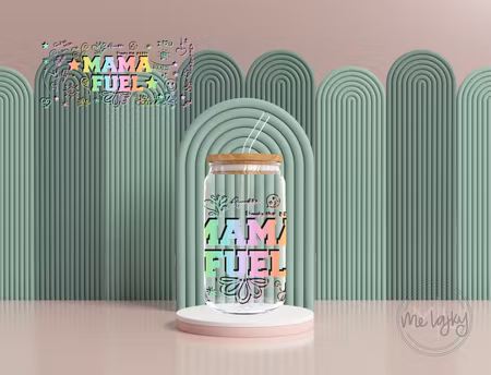 Glasflaska med Bambulock (Mama fuel)