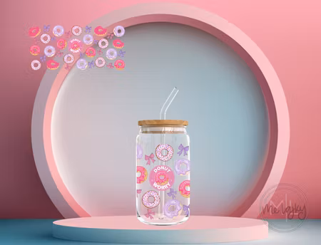 Glasflaska med Bambulock (Donut worry)