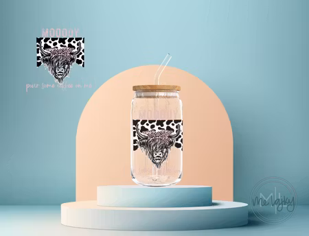 Glasflaska med Bambulock (Mooody pour some coffee on me)