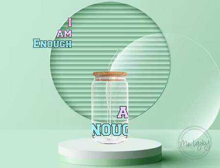 Glasflaska med Bambulock (I am enough)