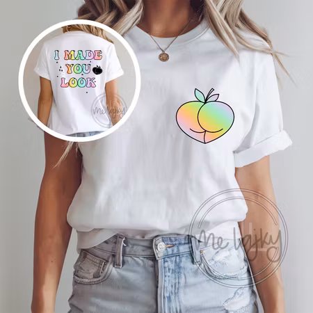 T-shirt - Rainbow peach + I made you look