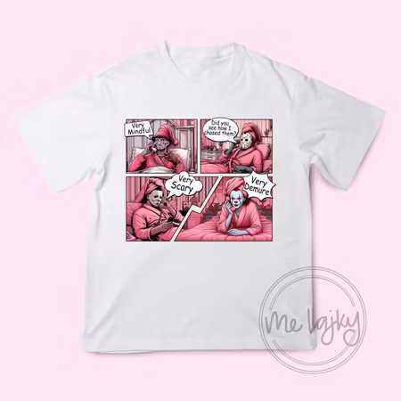 T-shirt - Horror Icons in Pink