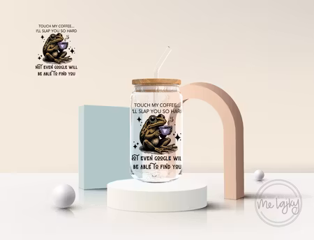 Glasflaska med bambulock (Touch my coffee...)