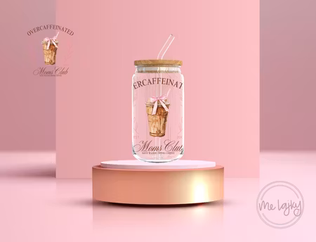 Glasflaska med bambulock (Overcaffeinated Moms Club)