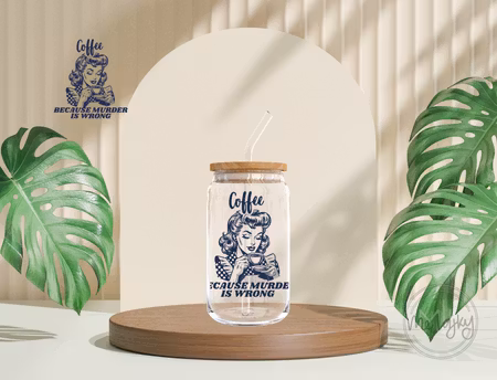 Glasflaska med bambulock (Coffee – Because Murder Is Wrong)