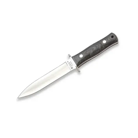 Handgjord Joker Lince avfångstkniv 15 cm – canvas-micarta, full tang och läderslida