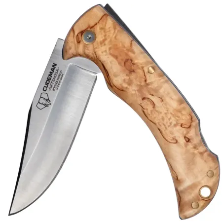 Cudeman Artemisa fällkniv 9 cm med läderslida – masurbjörk, N690Co