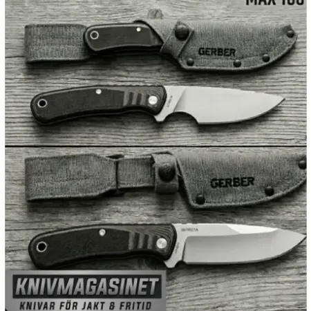 Gerber Downwind knivset grå – Drop Point 11,5 cm & Caper 8 cm med canvasslidor