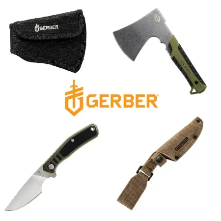 Gerber friluftsset – Hatchet yxa 23 cm & Downwind Caper kniv 8 cm för camping
