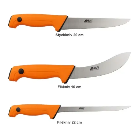 EKA styckset 3 knivar – styckkniv 20 cm, flåkniv 16 cm och filékniv 22 cm